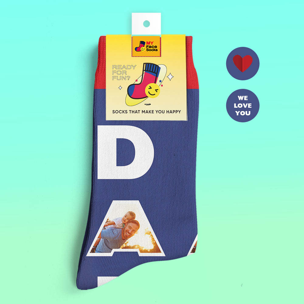 Benutzerdefinierte 3d-digitaldruck-socken We Love You Geschenke Für Papa Socken - GesichtSocken