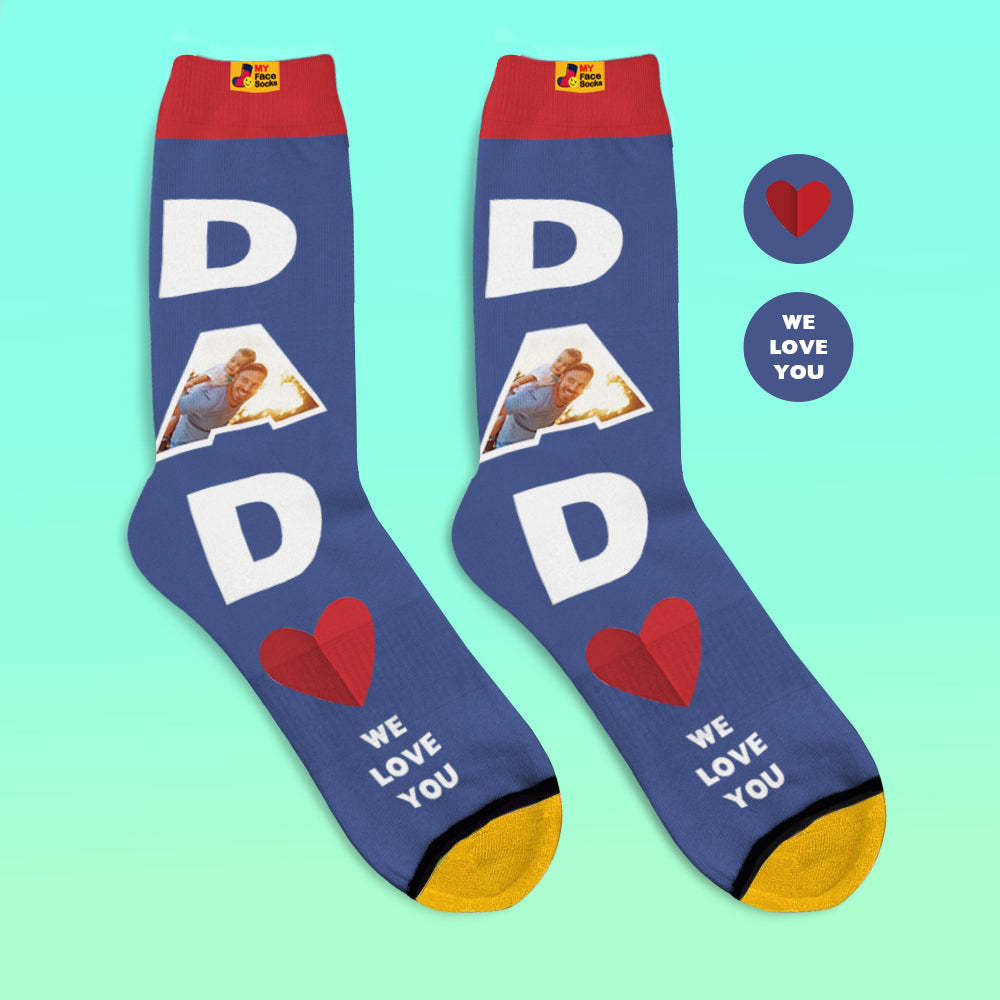 Benutzerdefinierte 3d-digitaldruck-socken We Love You Geschenke Für Papa Socken - GesichtSocken