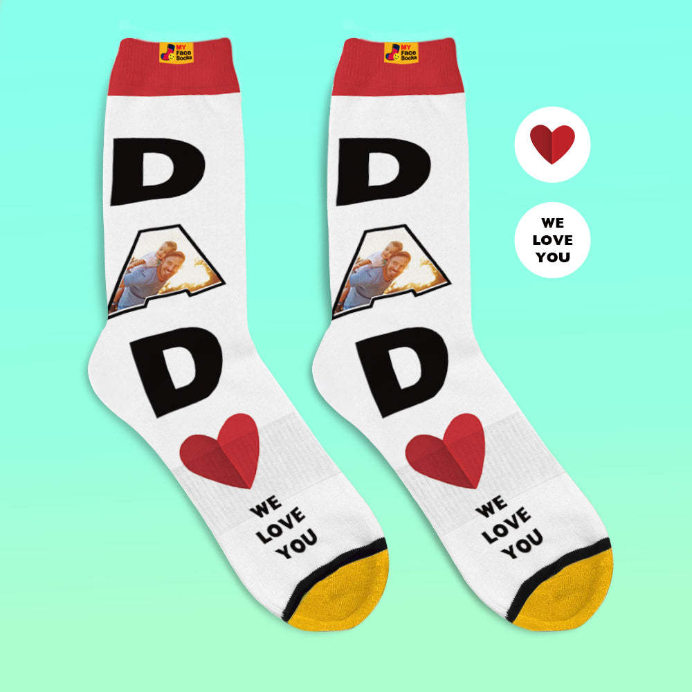 Benutzerdefinierte 3d-digitaldruck-socken We Love You Geschenke Für Papa Socken - GesichtSocken