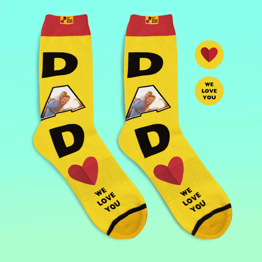 Benutzerdefinierte 3d-digitaldruck-socken We Love You Geschenke Für Papa Socken - GesichtSocken