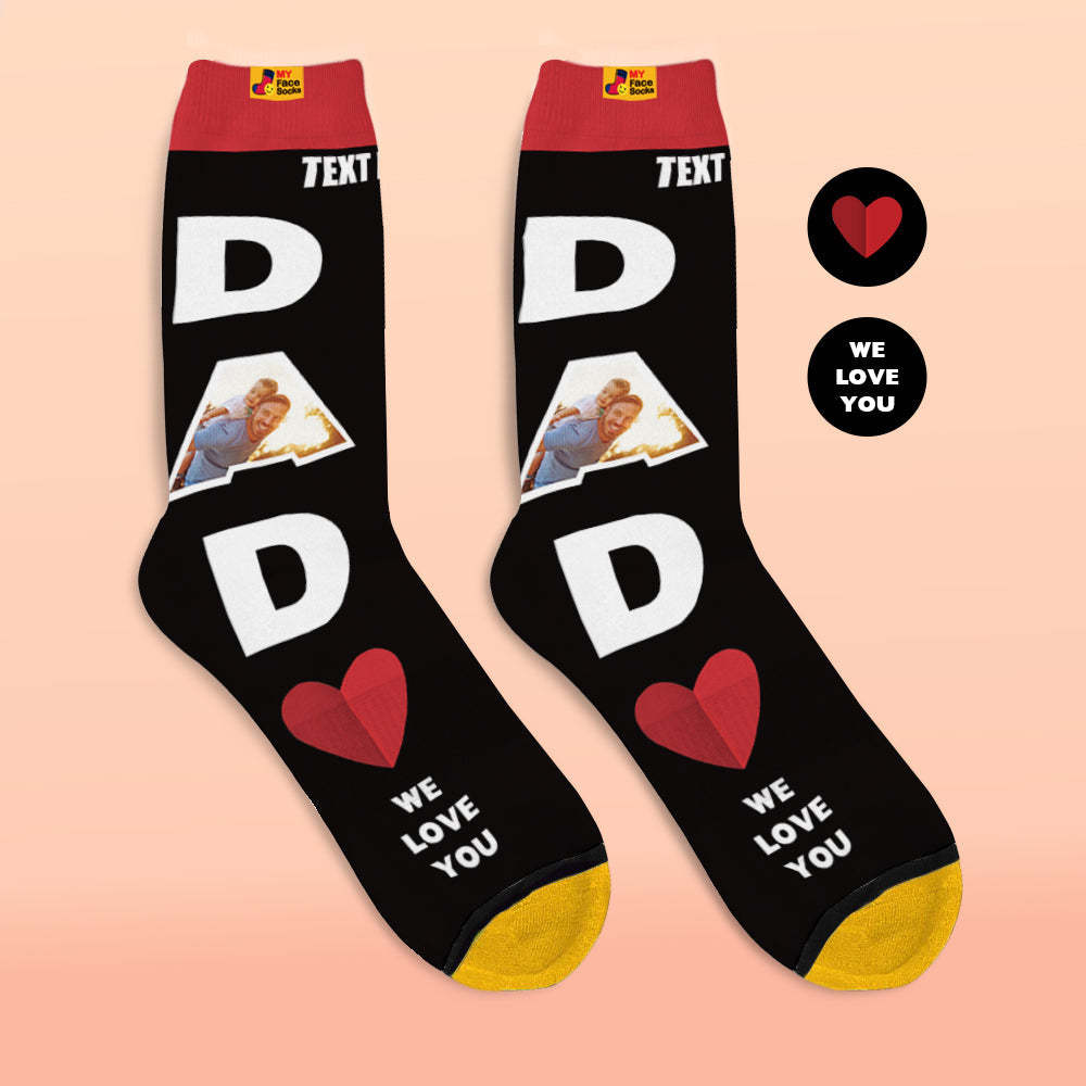 Benutzerdefinierte 3d-digitaldruck-socken We Love You Geschenke Für Papa Socken - GesichtSocken