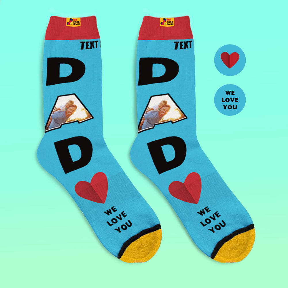 Benutzerdefinierte 3d-digitaldruck-socken We Love You Geschenke Für Papa Socken - GesichtSocken