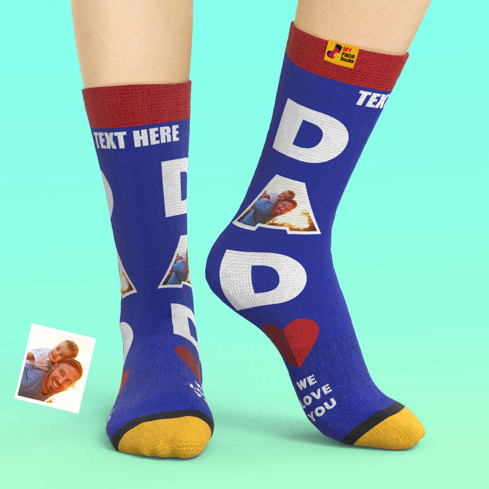 Benutzerdefinierte 3d-digitaldruck-socken We Love You Geschenke Für Papa Socken - GesichtSocken