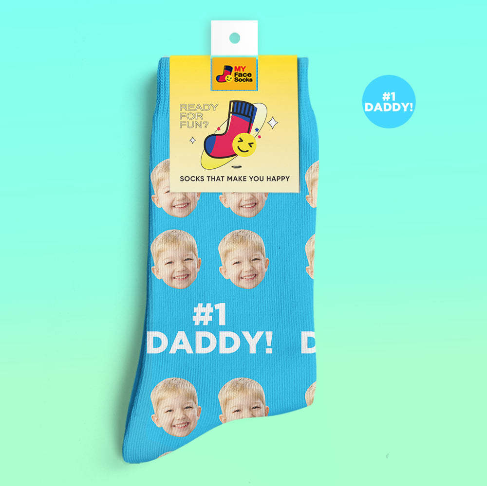 Benutzerdefinierte 3d-digitaldruck-socken Fügen Sie Bilder Hinzu Und Benennen Sie Socken-geschenke Für Papa #1 Papa - GesichtSocken