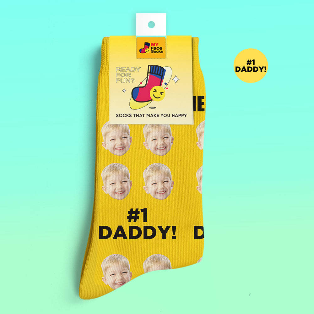Benutzerdefinierte 3d-digitaldruck-socken Fügen Sie Bilder Hinzu Und Benennen Sie Socken-geschenke Für Papa #1 Papa - GesichtSocken