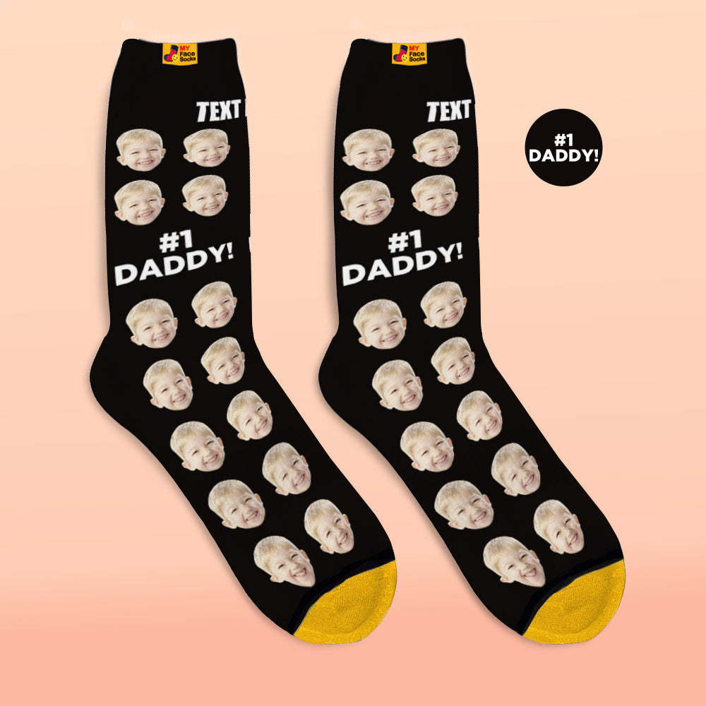 Benutzerdefinierte 3d-digitaldruck-socken Fügen Sie Bilder Hinzu Und Benennen Sie Socken-geschenke Für Papa #1 Papa - GesichtSocken