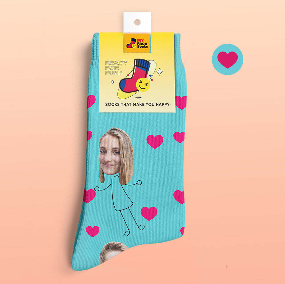 Benutzerdefinierte 3d Digital Bedruckte Socken My Face Socken Bilder Und Namen Hinzufügen - Romantisches Paar - GesichtSocken