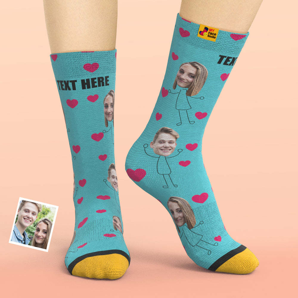 Benutzerdefinierte 3d Digital Bedruckte Socken My Face Socken Bilder Und Namen Hinzufügen - Romantisches Paar - GesichtSocken