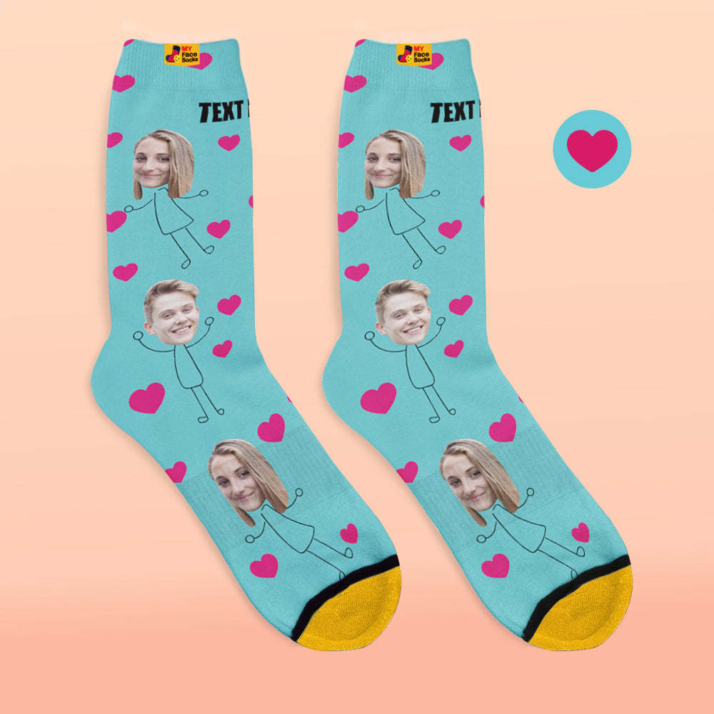 Benutzerdefinierte 3d Digital Bedruckte Socken My Face Socken Bilder Und Namen Hinzufügen - Romantisches Paar - GesichtSocken