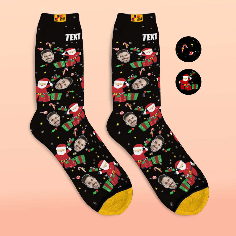 Benutzerdefinierte 3d Digital Gedruckte Socken Santa Funny Face Socken Weihnachtsüberraschungsgeschenk - GesichtSocken