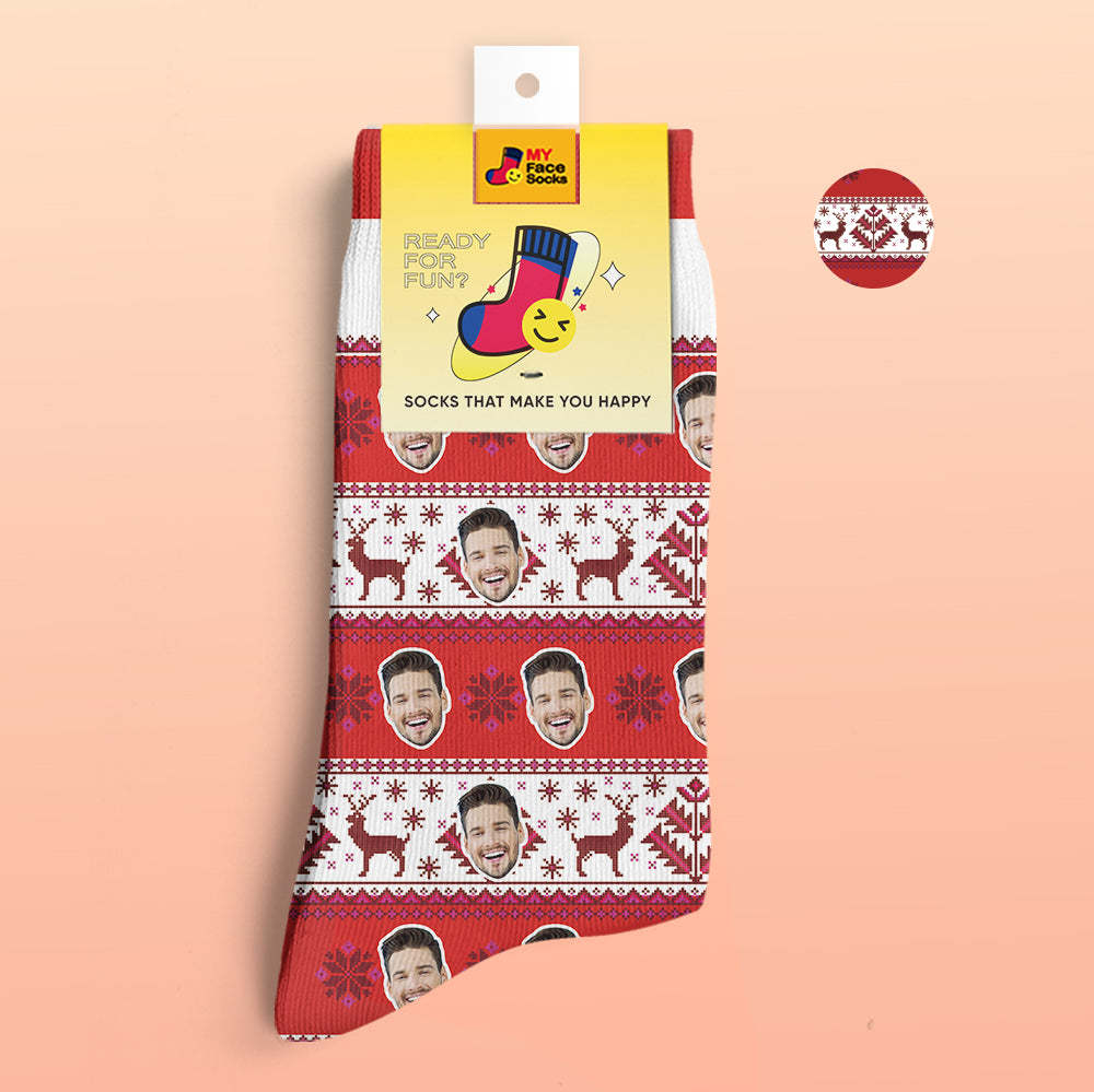 Benutzerdefinierte 3d-digitaldrucksocken Über Socken Mit Nordischem Muster - GesichtSocken