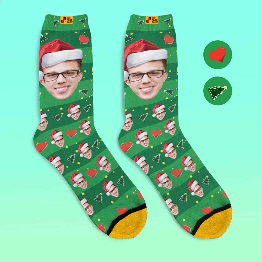 Benutzerdefinierte 3d Digital Gedruckte Socken My Face Socken Fügen Sie Bilder Und Namen Hinzu - Weihnachtsmütze - GesichtSocken
