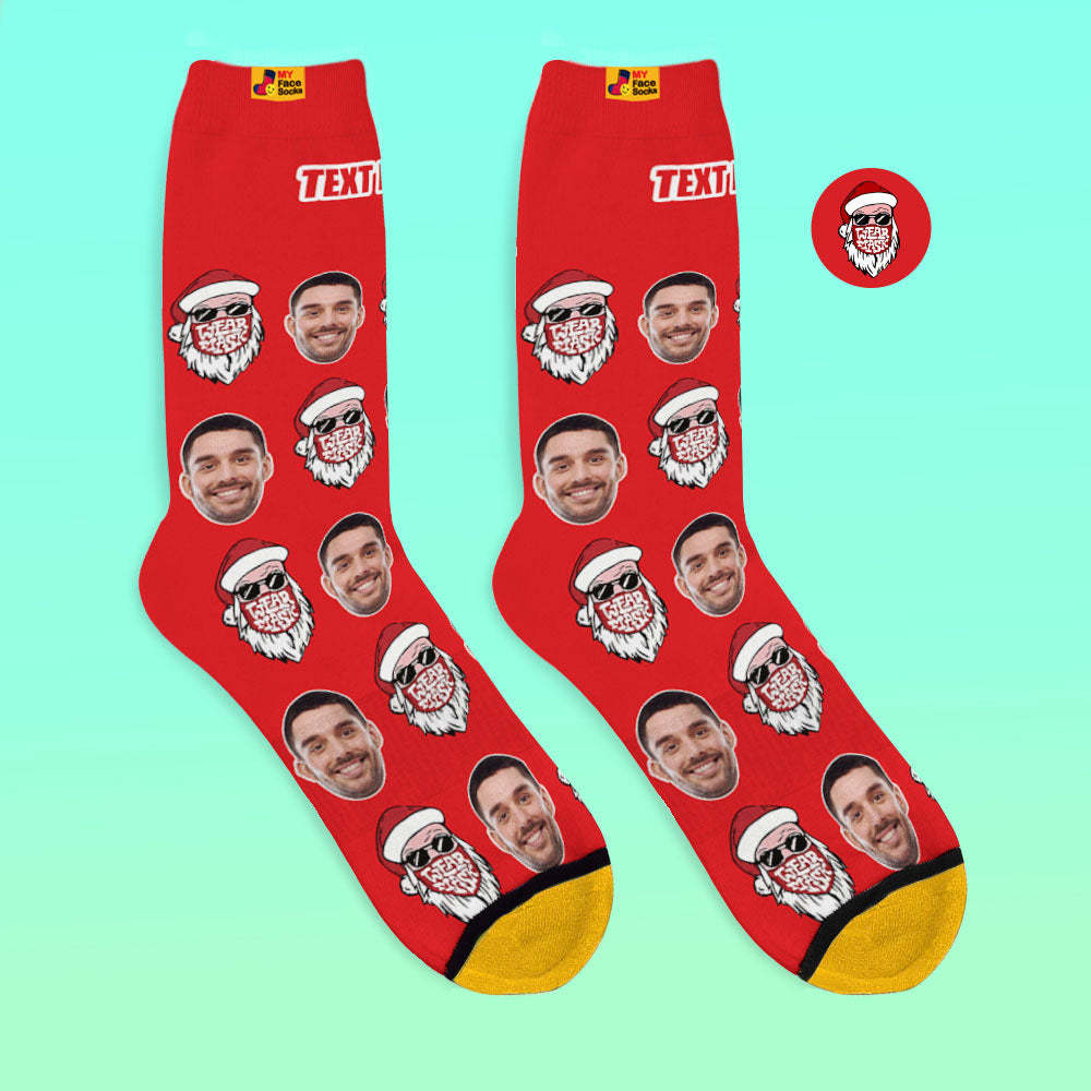Benutzerdefinierte 3d Digital Gedruckte Socken Weihnachtssocken Weihnachtsmann Frohe Weihnachten - GesichtSocken