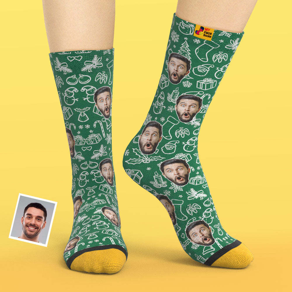 Benutzerdefinierte 3d Digital Gedruckte Socken Weihnachtsgeschenk Für Die Familie - GesichtSocken