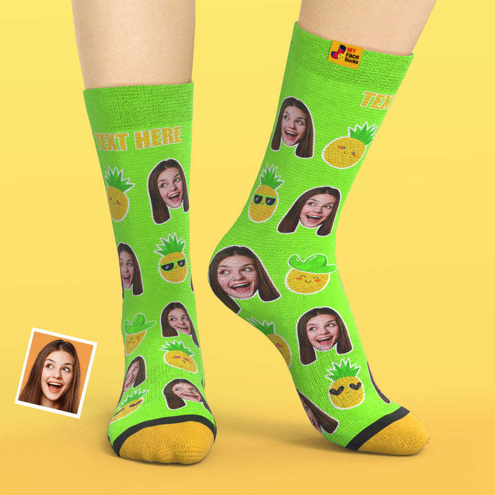 Benutzerdefinierte 3d Digital Gedruckte Socken My Face Socken Fügen Sie Bilder Und Namen Hinzu - Tropical Fruit - GesichtSocken