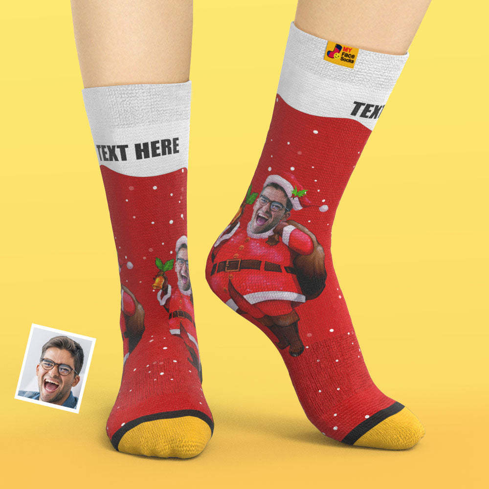 Benutzerdefinierte 3d Digital Gedruckte Socken My Face Socken Fügen Sie Bilder Und Namen Hinzu - Weihnachtsmann-geschenke - GesichtSocken