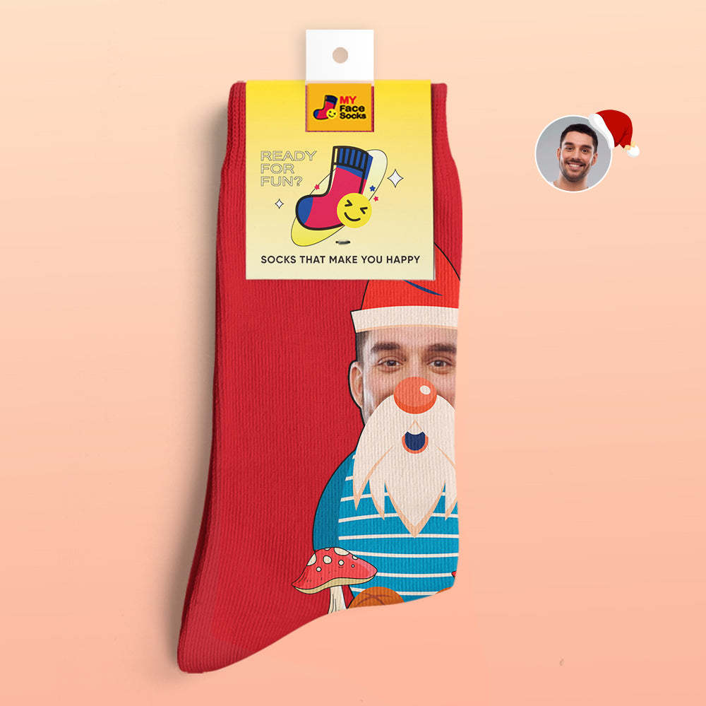 Weihnachtsgeschenke, Individuell Bedruckte 3d-socken My Face Socken Fügen Sie Bilder Hinzu Und Benennen Sie Weihnachtszwergpilze - GesichtSocken