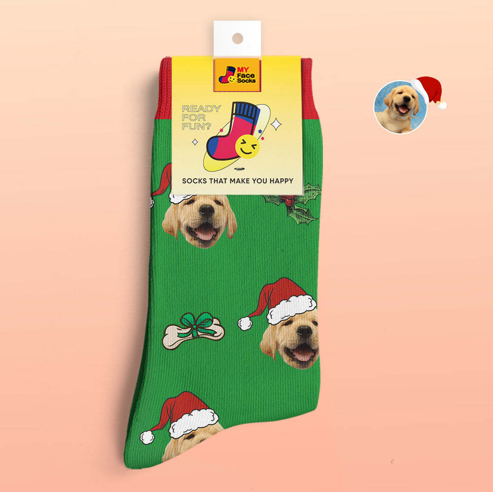 Benutzerdefinierte 3d Digital Gedruckte Socken Cute Pet Face Socken Weihnachtsgeschenk - GesichtSocken