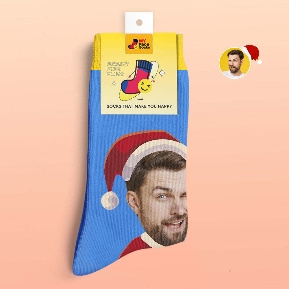 Benutzerdefinierte 3d Digital Gedruckte Socken Happy Face Socken Weihnachtsgeschenk - GesichtSocken