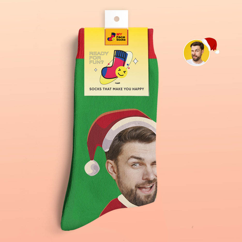 Benutzerdefinierte 3d Digital Gedruckte Socken Happy Face Socken Weihnachtsgeschenk - GesichtSocken