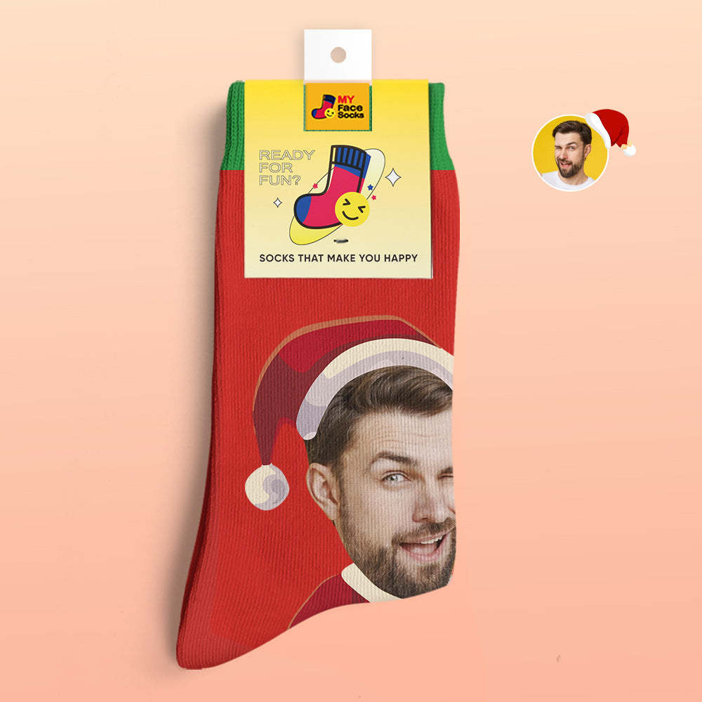 Benutzerdefinierte 3d Digital Gedruckte Socken Happy Face Socken Weihnachtsgeschenk - GesichtSocken