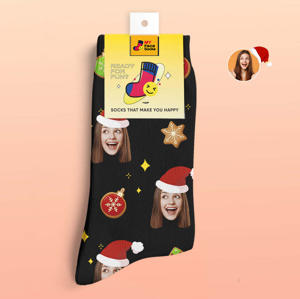 Benutzerdefinierte 3d Digital Gedruckte Socken Weihnachtsbaum Dekor Gesicht Socken Lustiges Weihnachtsgeschenk - GesichtSocken