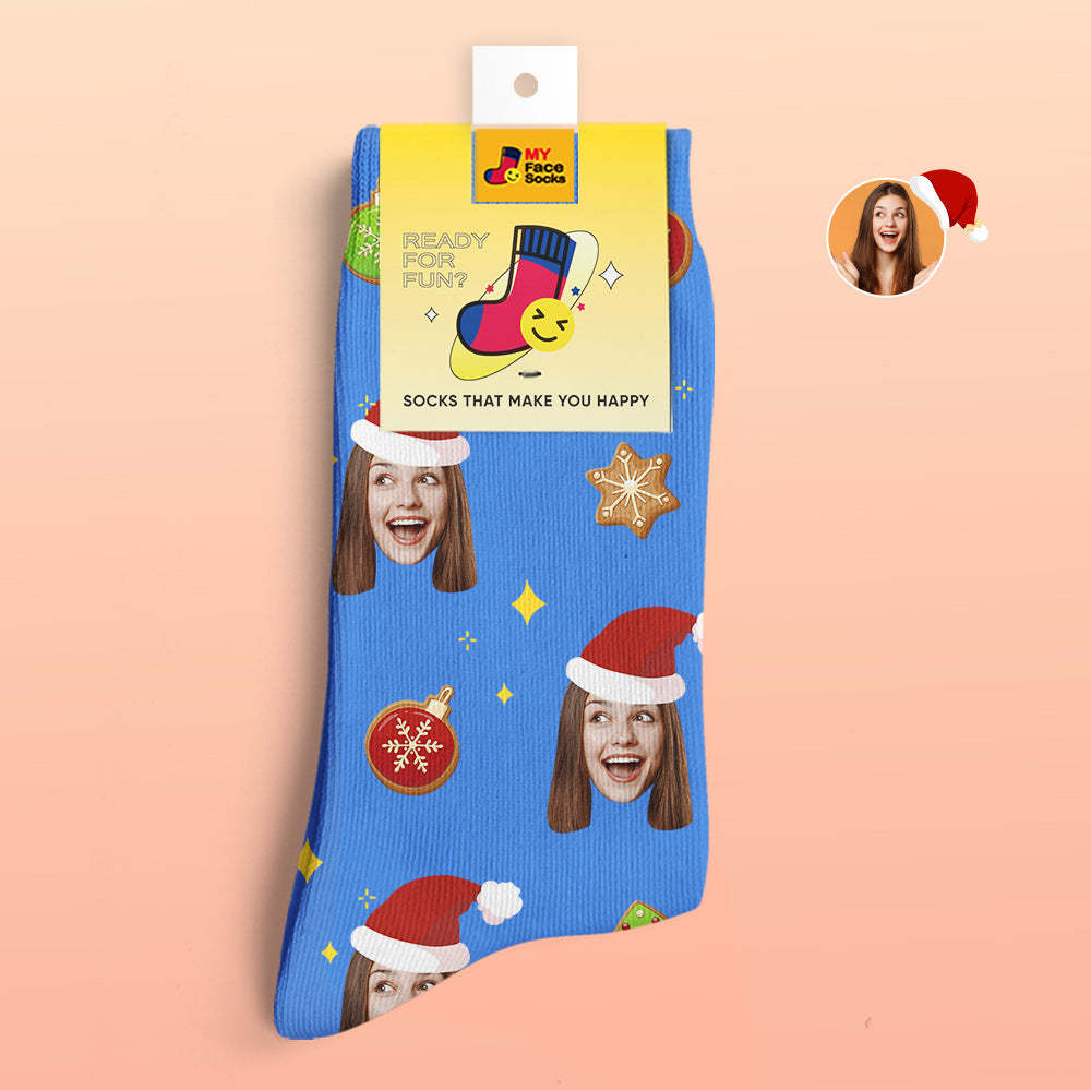 Benutzerdefinierte 3d Digital Gedruckte Socken Weihnachtsbaum Dekor Gesicht Socken Lustiges Weihnachtsgeschenk - GesichtSocken