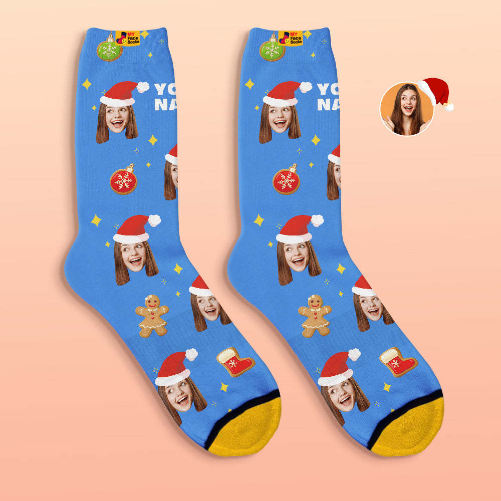 Benutzerdefinierte 3d Digital Gedruckte Socken Weihnachtsbaum Dekor Gesicht Socken Lustiges Weihnachtsgeschenk - GesichtSocken