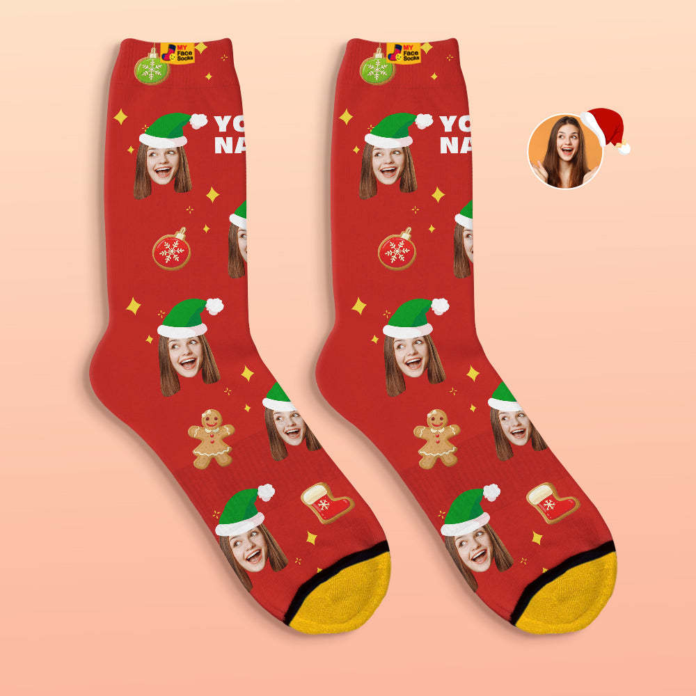 Benutzerdefinierte 3d Digital Gedruckte Socken Weihnachtsbaum Dekor Gesicht Socken Lustiges Weihnachtsgeschenk - GesichtSocken
