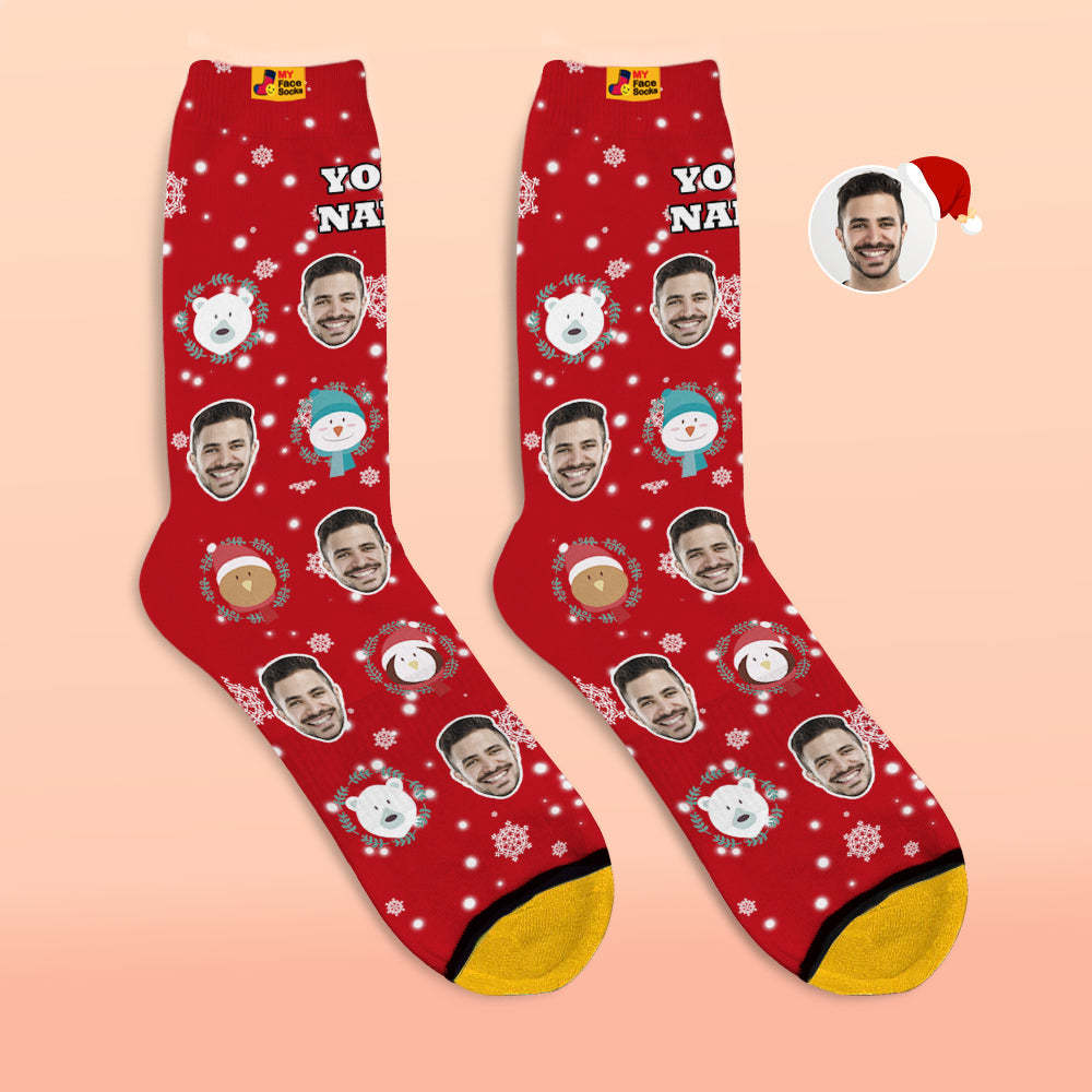 Benutzerdefinierte 3d Digital Gedruckte Socken Weihnachtsgeschenk Socken Elf Puppe - GesichtSocken