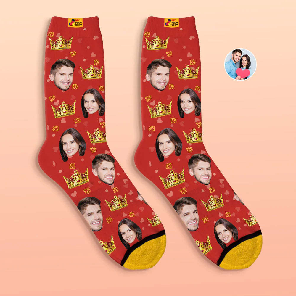 Benutzerdefinierte 3d Digital Gedruckte Socken Valentinstag Geschenk Queen Face Socken Für Liebhaber - GesichtSocken
