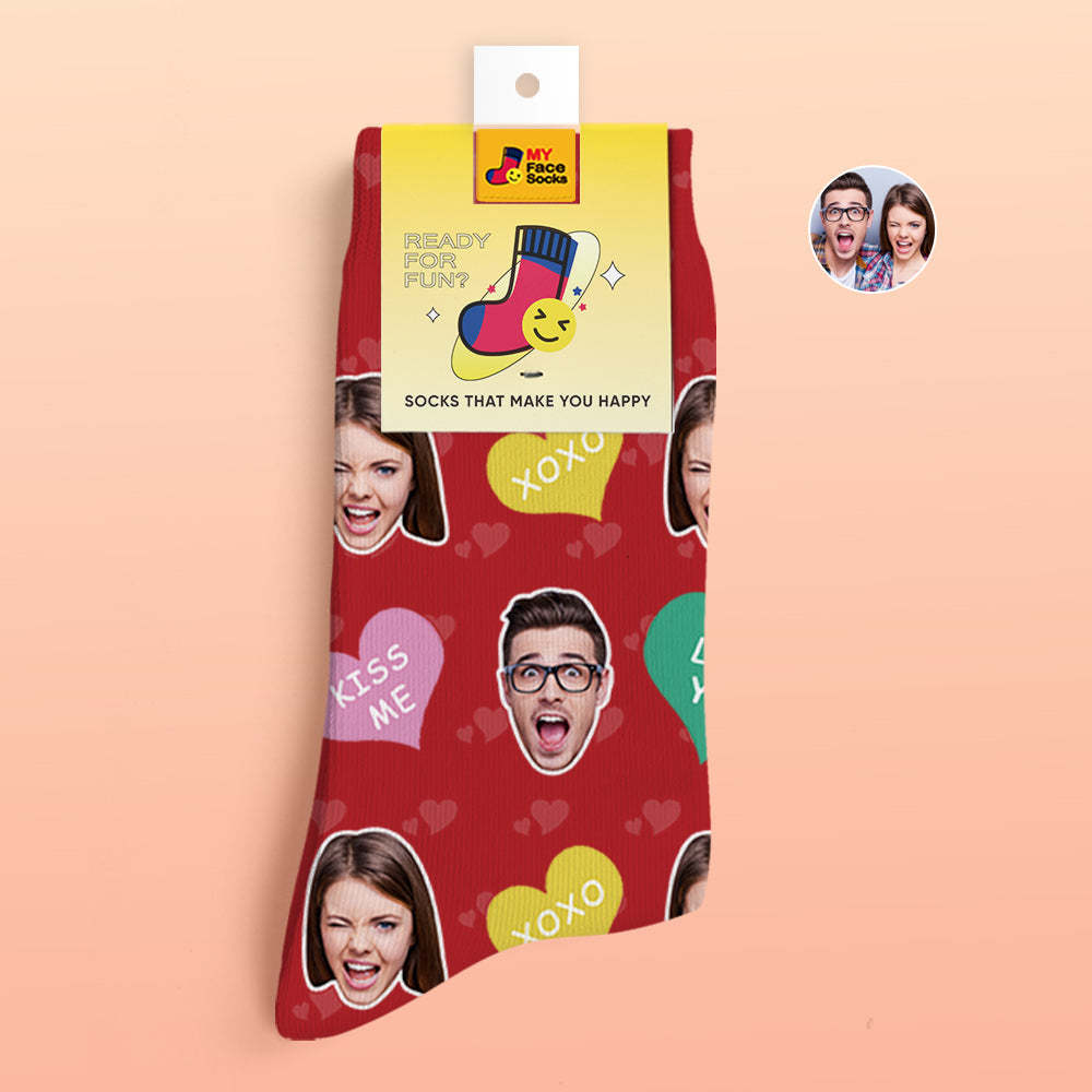 Benutzerdefinierte 3d Digital Gedruckte Socken Valentinstag Geschenke Cutie Face Socken - GesichtSocken