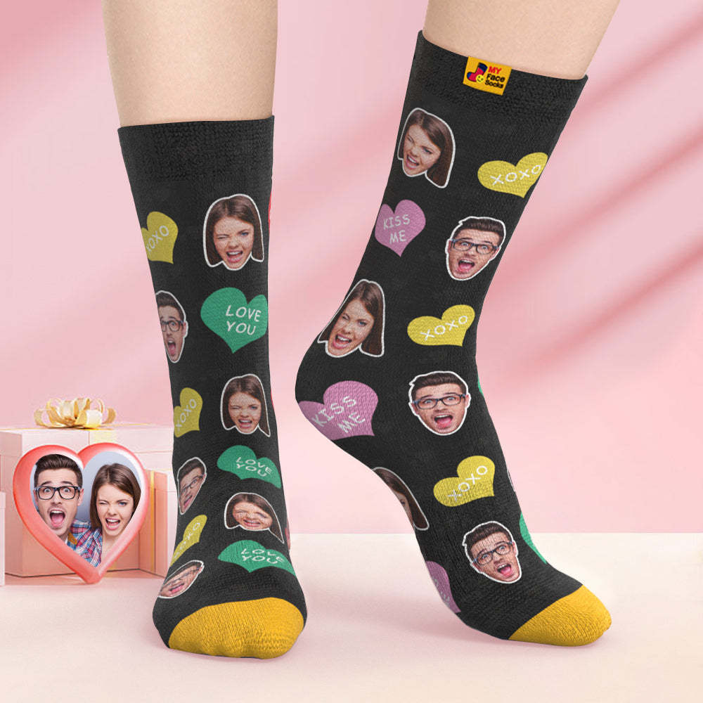 Benutzerdefinierte 3d Digital Gedruckte Socken Valentinstag Geschenke Cutie Face Socken - GesichtSocken