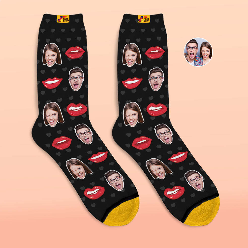 Benutzerdefinierte 3d Digital Gedruckte Socken Valentinstag Geschenke Sexy Lip Face Socken - GesichtSocken
