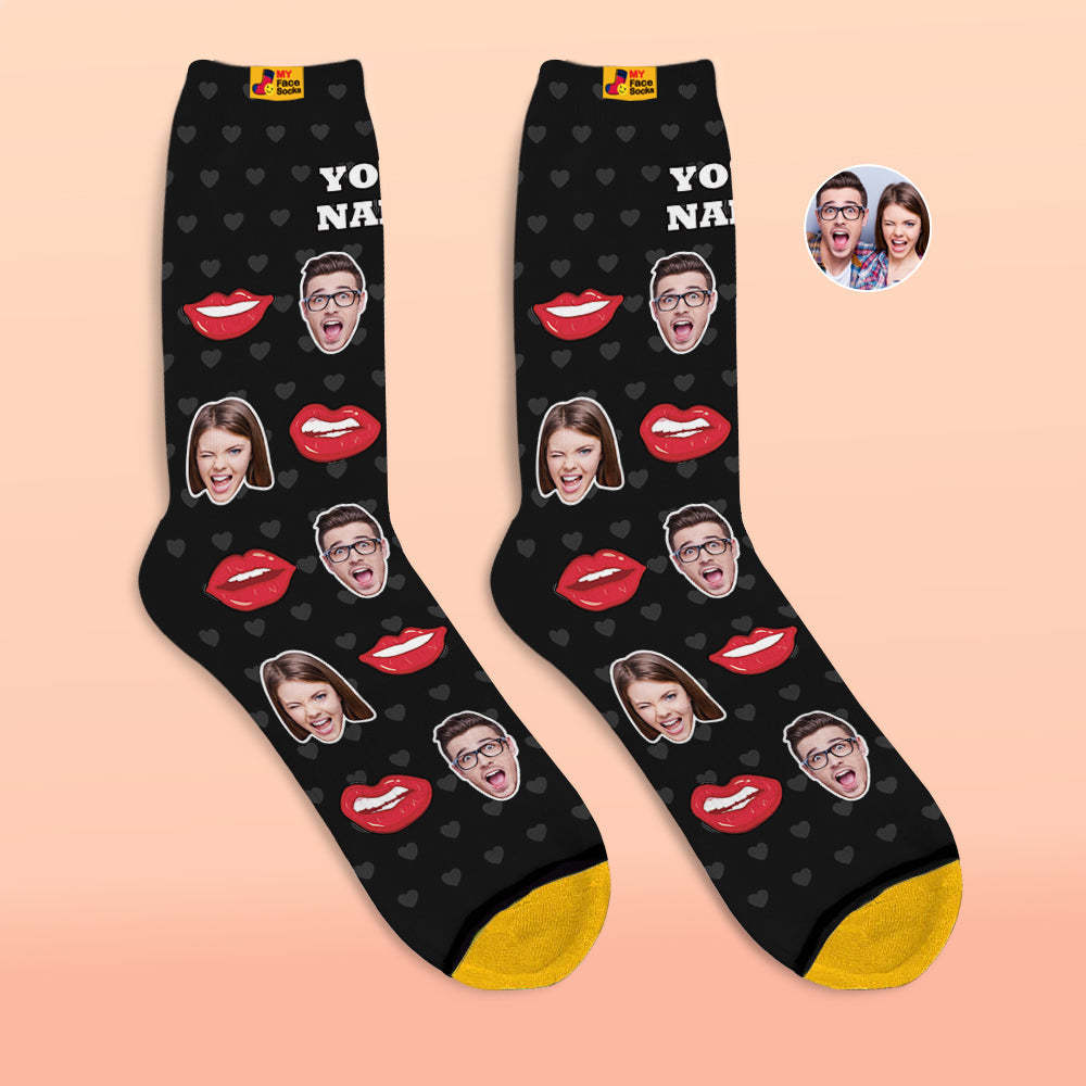 Benutzerdefinierte 3d Digital Gedruckte Socken Valentinstag Geschenke Sexy Lip Face Socken - GesichtSocken