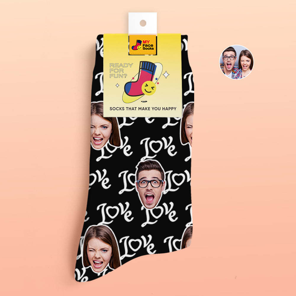 Benutzerdefinierte 3d-digitaldruck-socken Valentinstagsgeschenke Zeigen Sie Ihre Liebe Gesicht Gesicht Socken - GesichtSocken