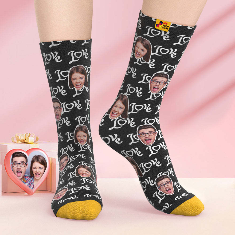 Benutzerdefinierte 3d-digitaldruck-socken Valentinstagsgeschenke Zeigen Sie Ihre Liebe Gesicht Gesicht Socken - GesichtSocken