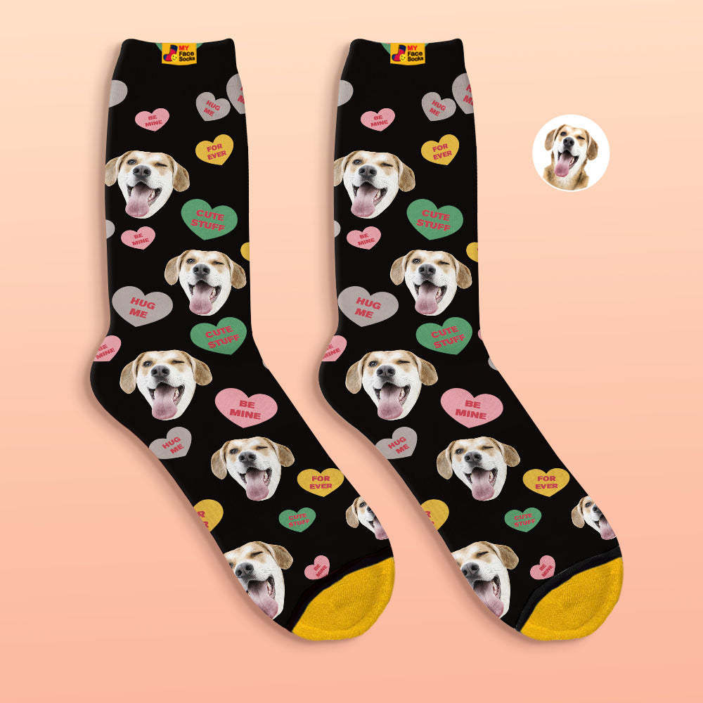 Benutzerdefinierte 3d-digitaldruck-socken Be Mine For Ever Face Socken - GesichtSocken