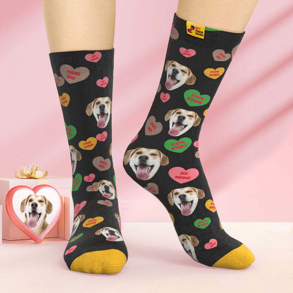 Benutzerdefinierte 3d-digitaldruck-socken Be Mine For Ever Face Socken - GesichtSocken