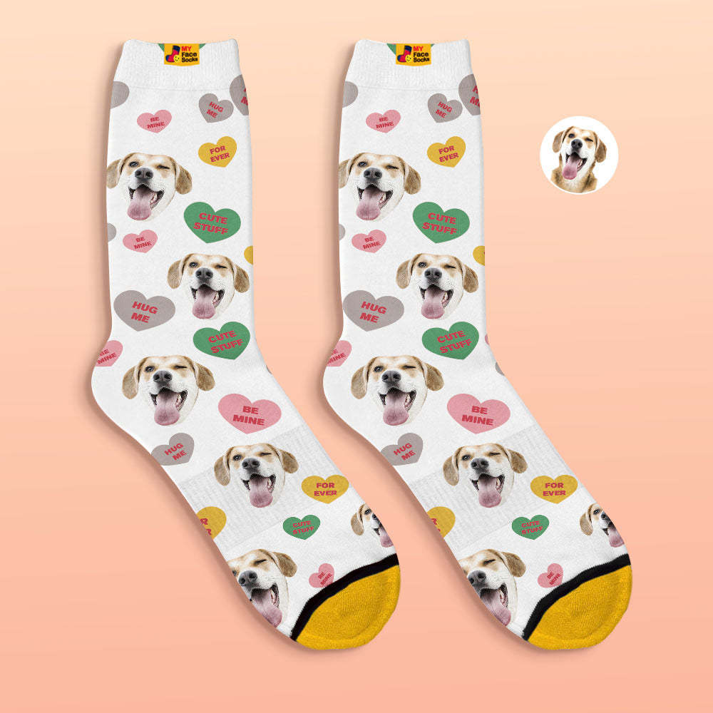 Benutzerdefinierte 3d-digitaldruck-socken Be Mine For Ever Face Socken - GesichtSocken