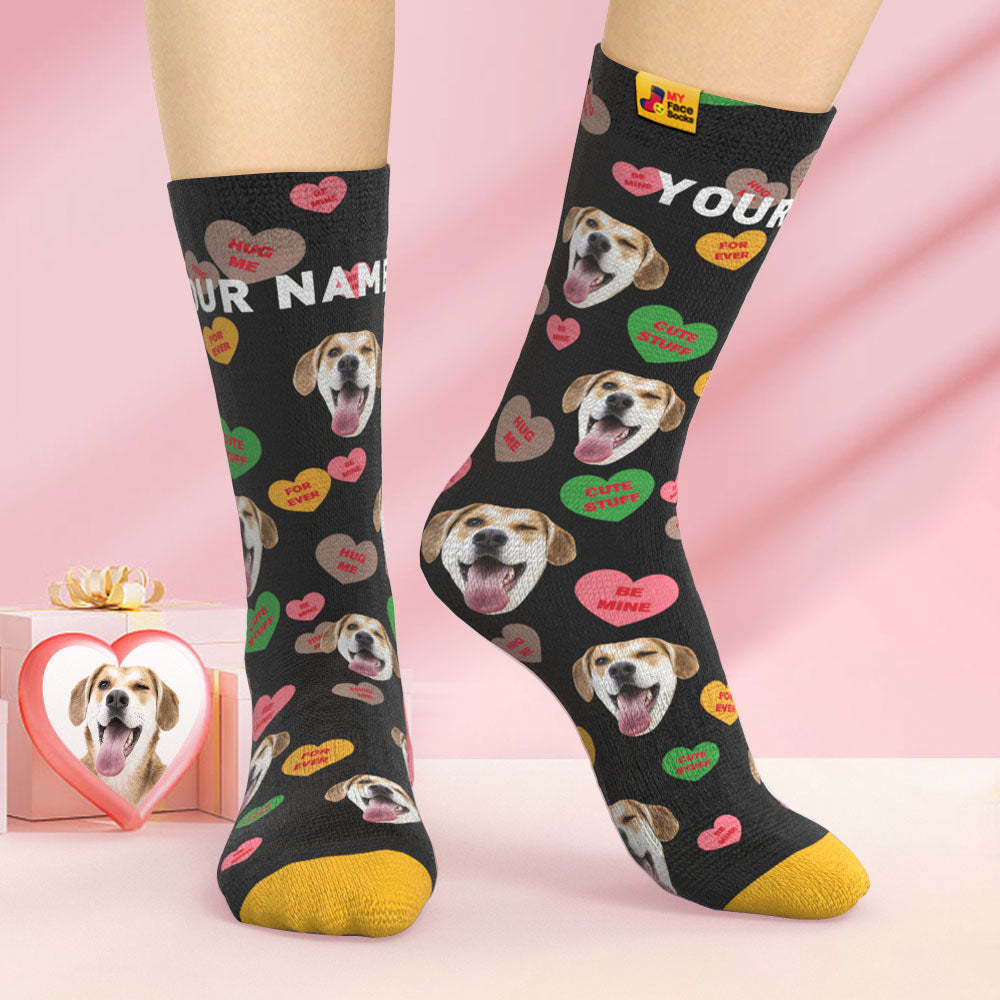 Benutzerdefinierte 3d-digitaldruck-socken Be Mine For Ever Face Socken - GesichtSocken