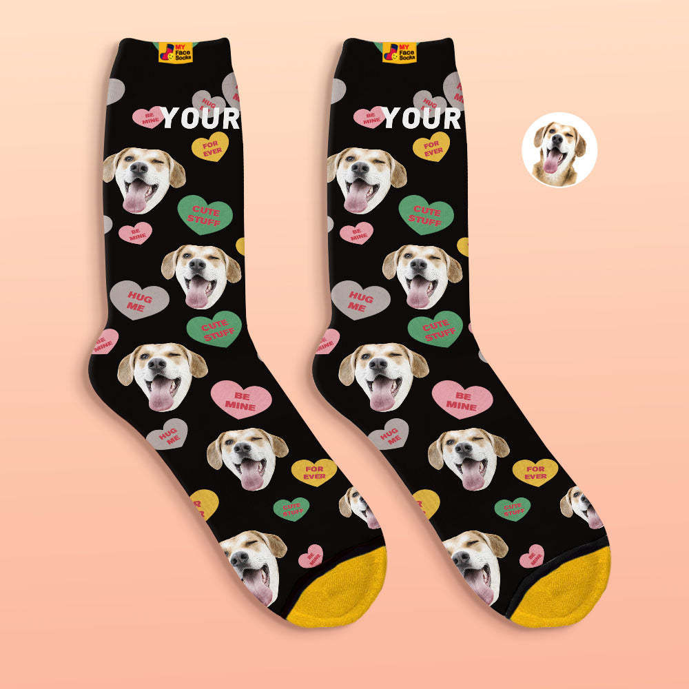 Benutzerdefinierte 3d-digitaldruck-socken Be Mine For Ever Face Socken - GesichtSocken