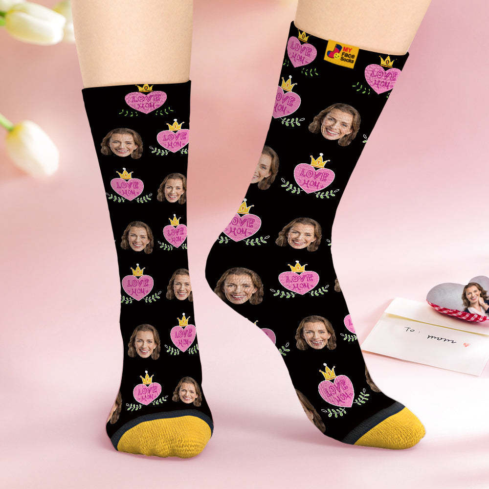 Benutzerdefinierte Gesichtssocken Personalisierte Muttertagsgeschenke 3d Digital Gedruckte Socken Love Mom - GesichtSocken