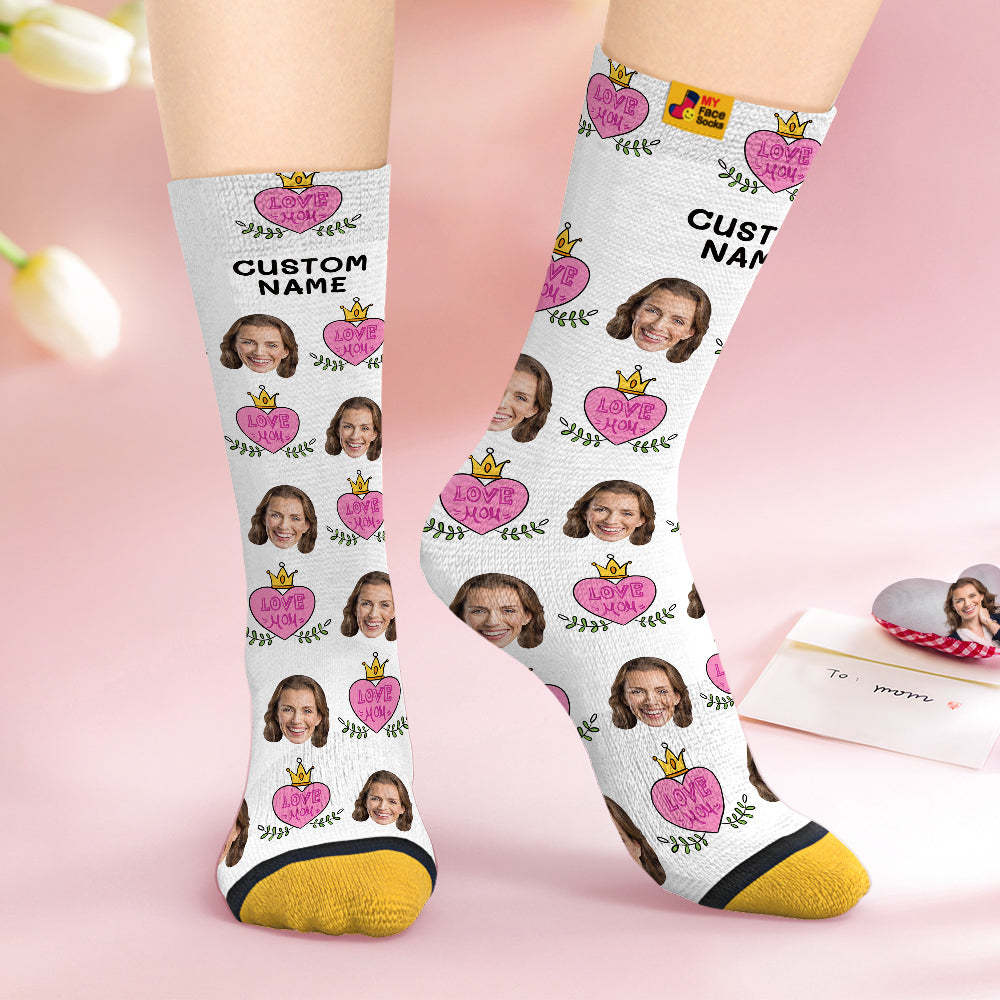 Benutzerdefinierte Gesichtssocken Personalisierte Muttertagsgeschenke 3d Digital Gedruckte Socken Love Mom - GesichtSocken