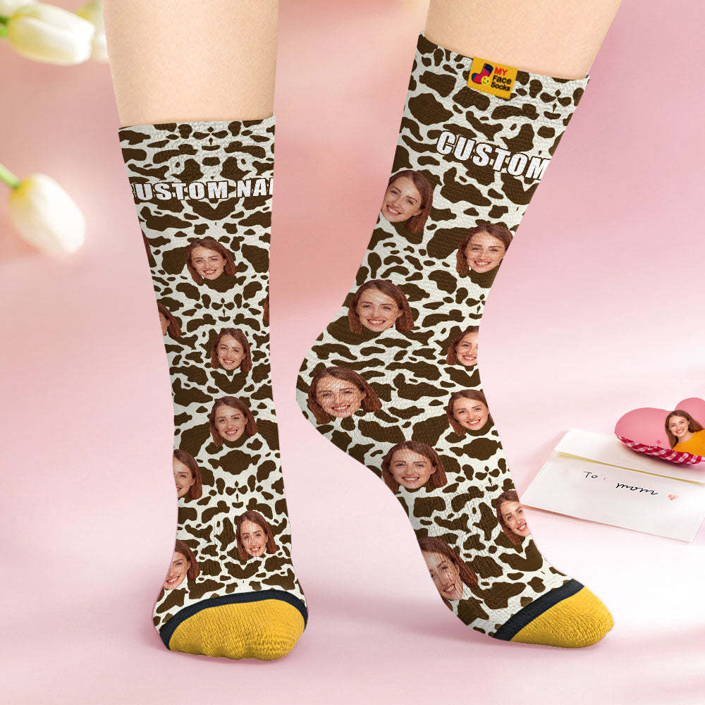 Benutzerdefinierte Gesichtssocken Personalisierte Überraschungsgeschenke 3d Digital Gedruckte Socken Für Liebhaber-giraffe-druck - GesichtSocken