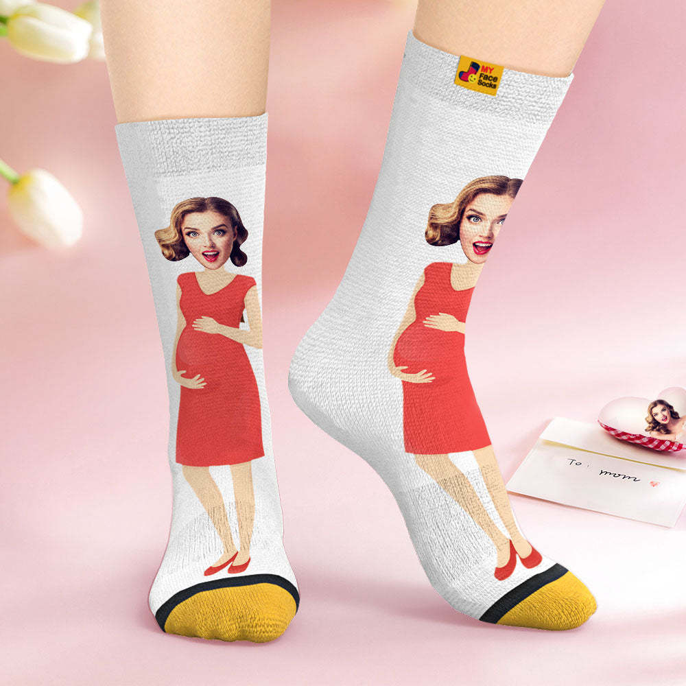 Benutzerdefinierte Gesichtssocken Personalisierte Überraschungsgeschenke 3d Digital Gedruckte Socken Für Super Mama - GesichtSocken