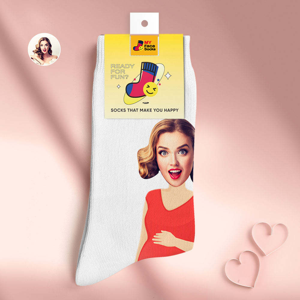 Benutzerdefinierte Gesichtssocken Personalisierte Überraschungsgeschenke 3d Digital Gedruckte Socken Für Super Mama - GesichtSocken