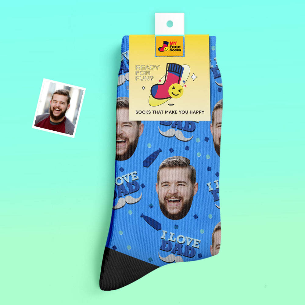 Benutzerdefinierte Dicke Socken Foto 3d Digital Gedruckte Socken Herbst Winter Warme Socken Ich Liebe Papa - GesichtSocken