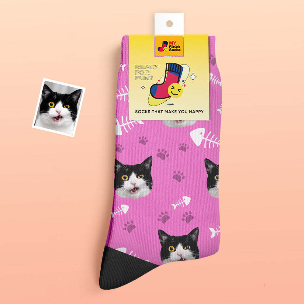 Benutzerdefinierte Dicke Socken Foto 3d Digital Gedruckte Socken Herbst Winter Warme Socken Katze - GesichtSocken
