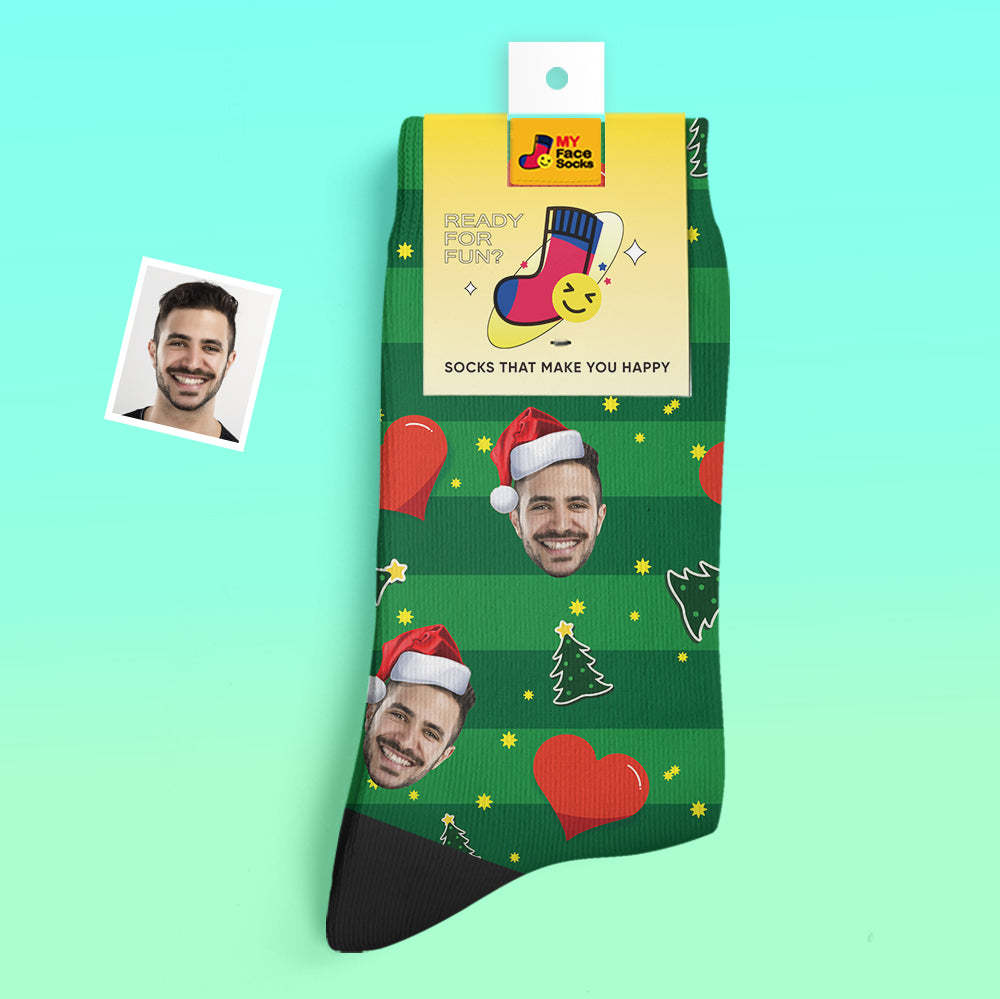 Benutzerdefinierte Dicke Socken Foto 3d Digital Gedruckte Socken Herbst Winter Warme Socken Herz Weihnachtsgeschenk - GesichtSocken